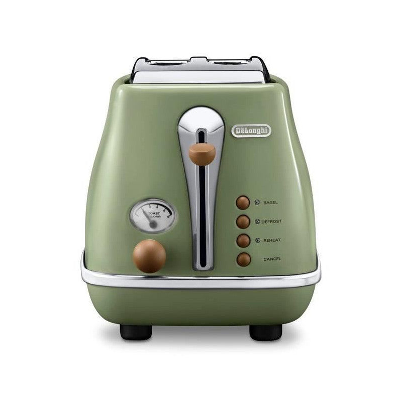 Grille Pain -   - Icona Vintage - 2 Tranches - 6 Positions - Vert Olive/chocolat Delonghi - Mathon - 2