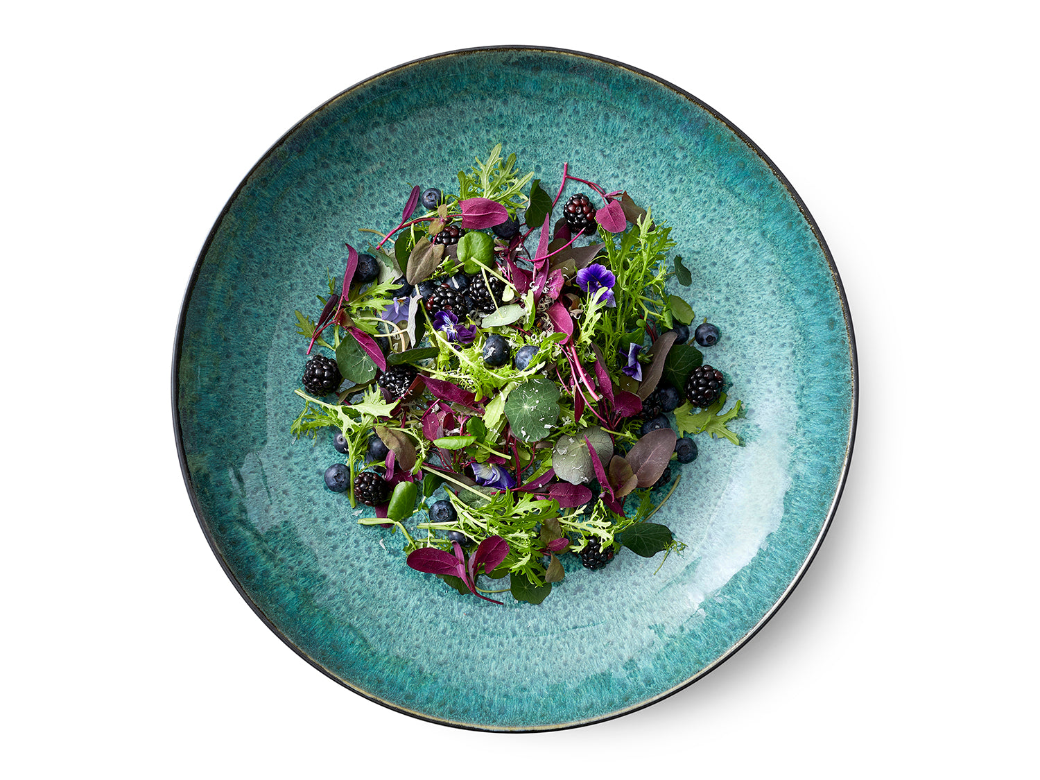 Plat de service rond GASTRO 40cm en grès émaillé Noir/Vert Bitz - Mathon - 8