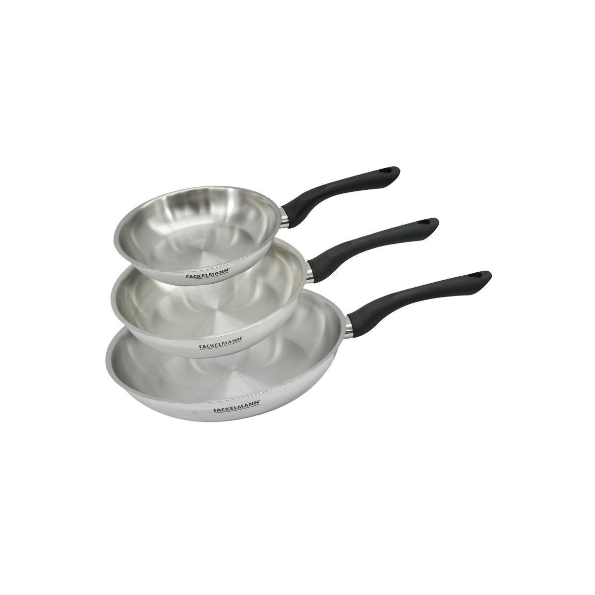 Set 3 poêles 20 24 et 28 cm en inox  Geneva Fackelmann - Mathon - 1