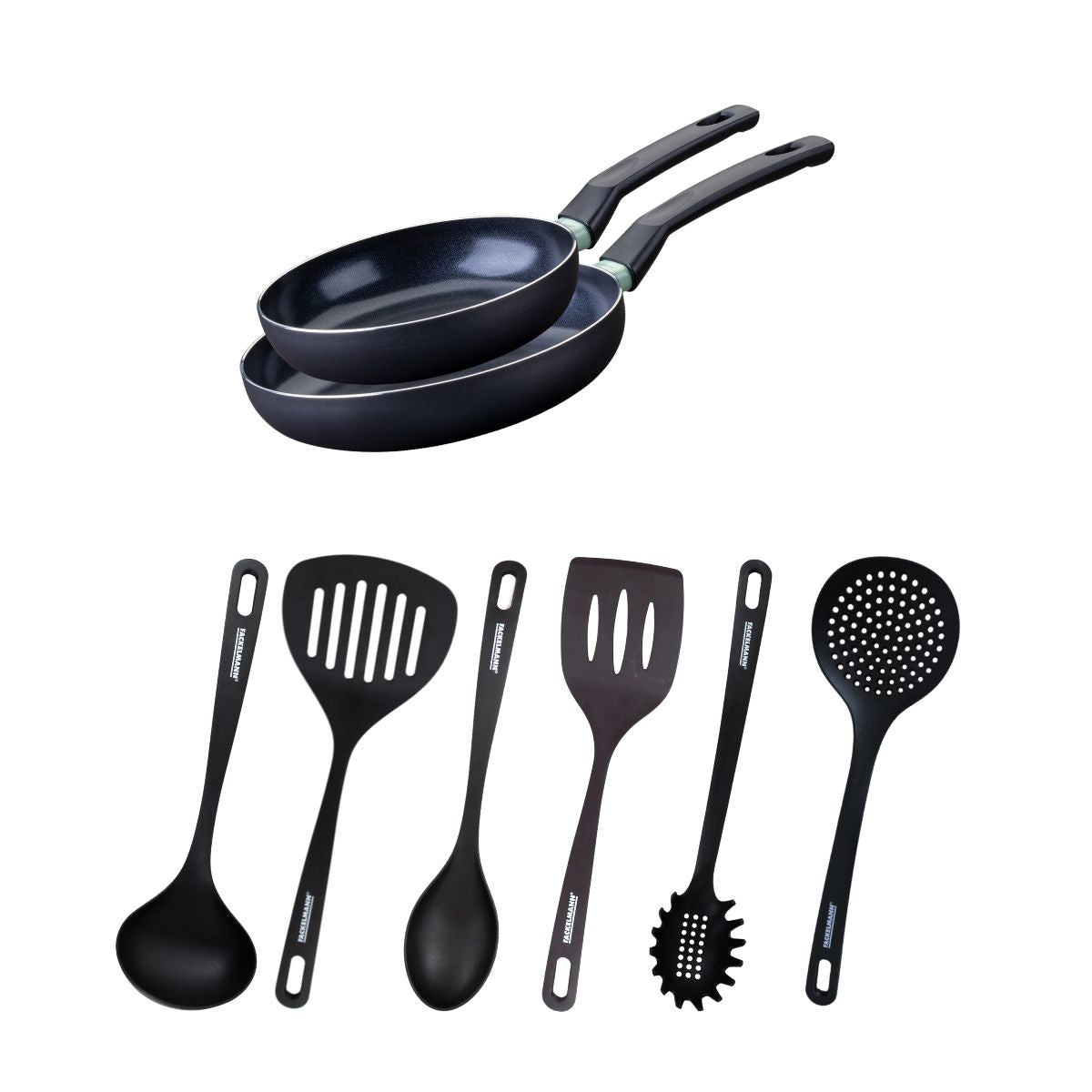 Ensemble de 2 poêles de 20 et 24 cm et 6 ustensiles  Brandao Fackelmann - Mathon - 1