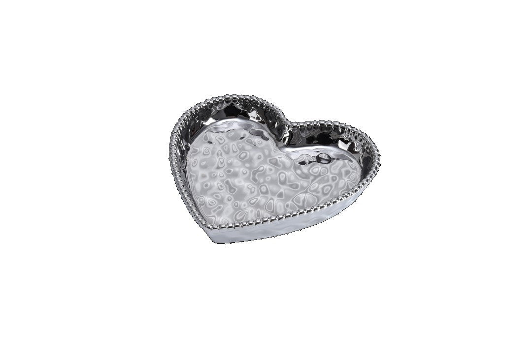 Set de 4 plats cœur argent - 17,8x17,8x3,2cm - LOVE IS IN THE AIR Pampa Bay - Mathon