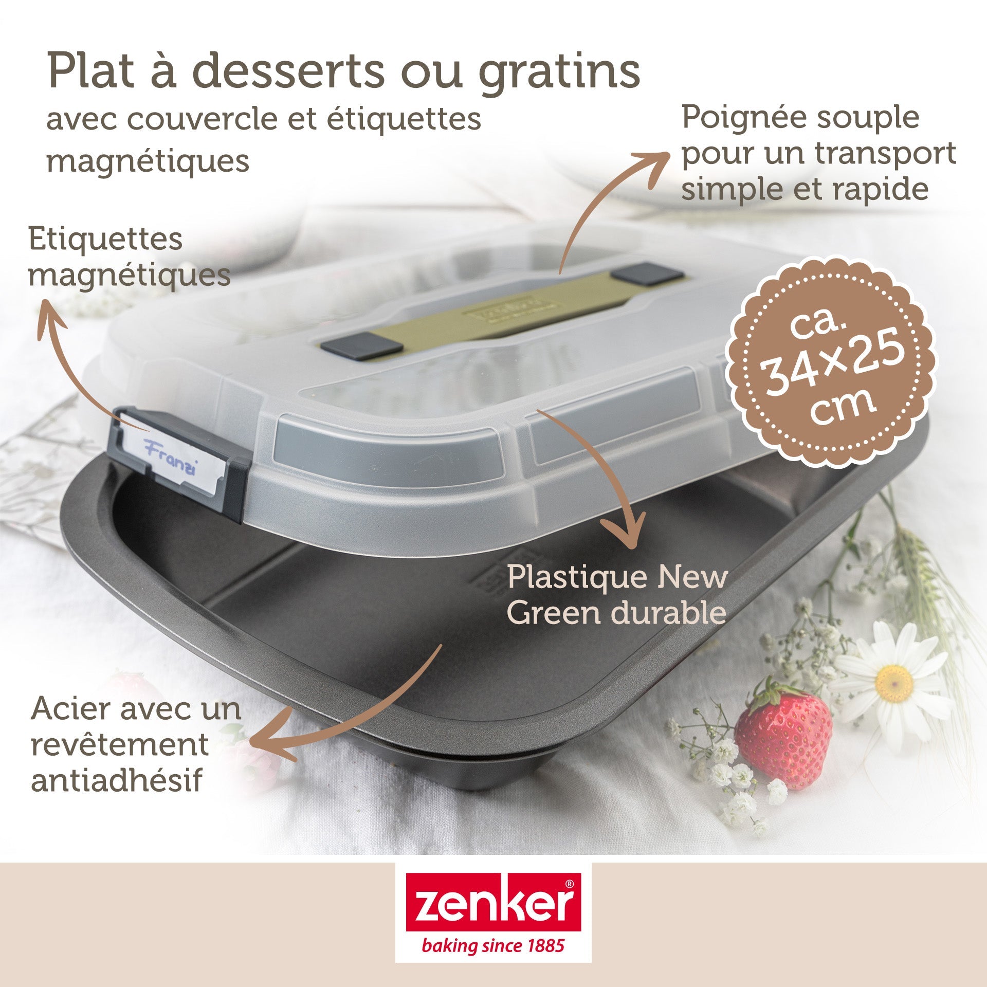 Moule à gâteaux rectangulaire avec couvercle de transport 34 x 24 cm Zenker Bake Click and Go Zenker - Mathon - 3