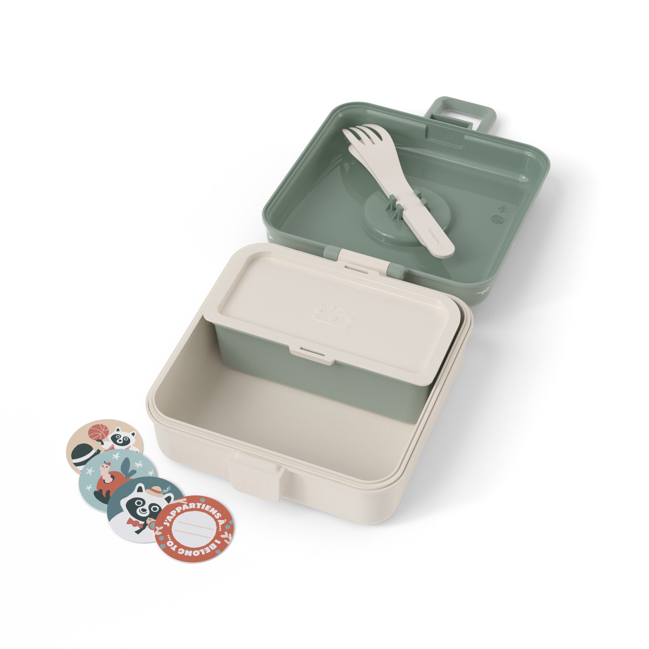 Boîte à sandwich enfant Snacky 850ml vert Raccoon Monbento - Mathon - 3