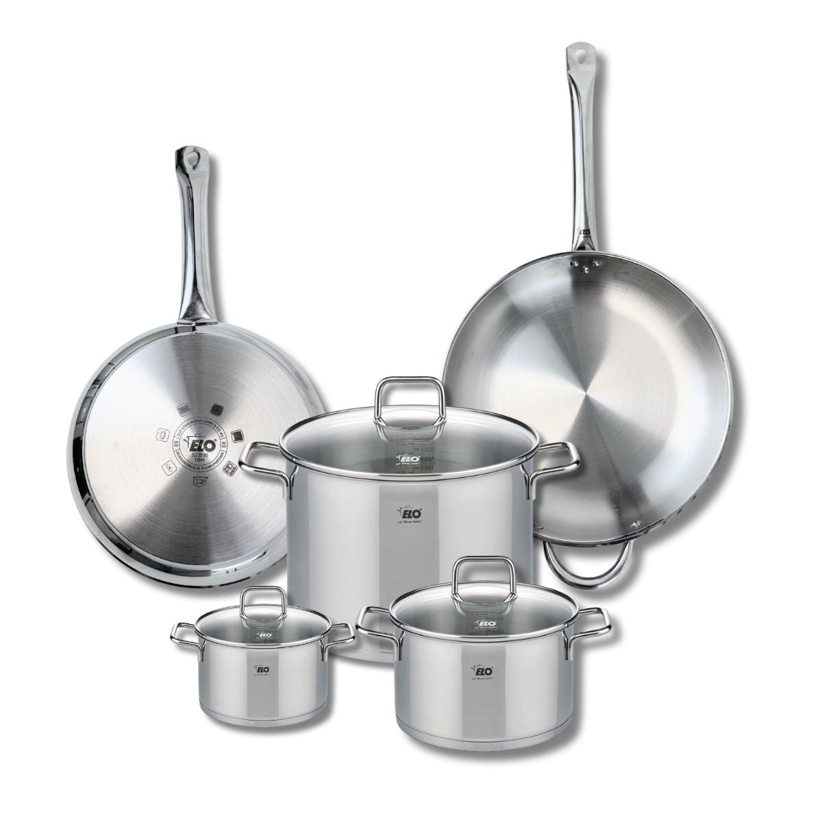 Ensemble de 2 Poêles de cuisson 28 et 32 cm et 3 faitouts 14, 20 et 26 cm  Profi Citrin Elo - Mathon - 1
