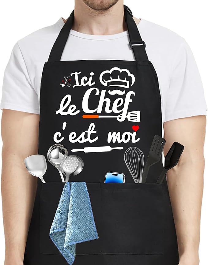 Tablier de cuisine coton – « Ici le chef, c’est moi » Vendos85 - Mathon