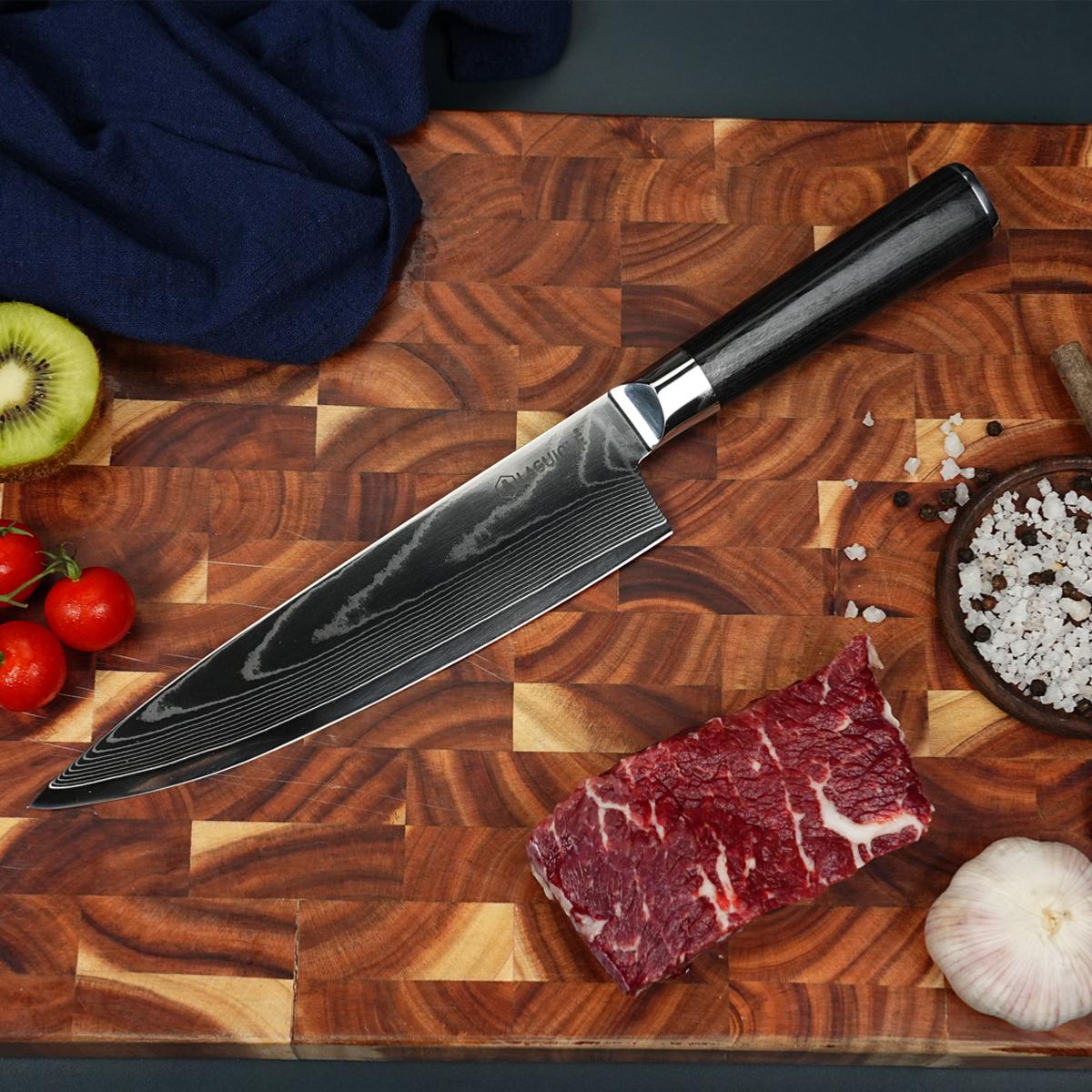 Couteau de chef noir damas 34cm avec étui - "Core" Laguiole Cuisson - Mathon - 4