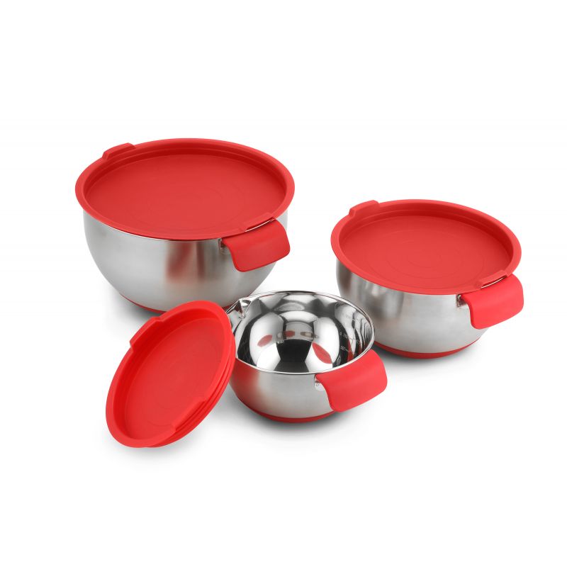 Ensemble de 3 bols avec couvercle et râpe Herzberg HG04036 Herzberg - Mathon - 1