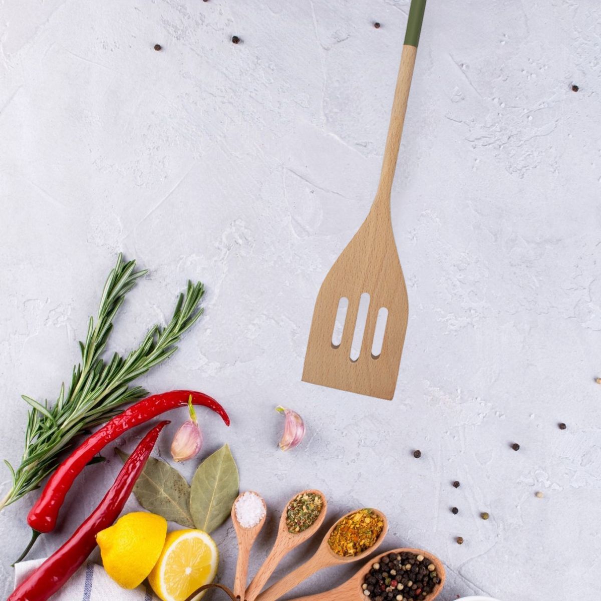 Ensemble de 2 Spatules de cuisine ajourée 33 cm  Wood Edition Fackelmann - Mathon - 2