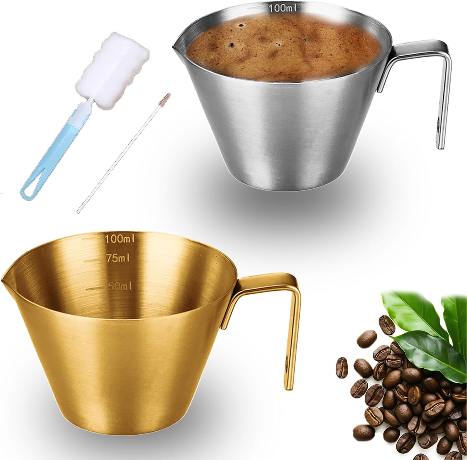 Tasse à expresso inox 100 ml avec graduation double Vendos85 - Mathon