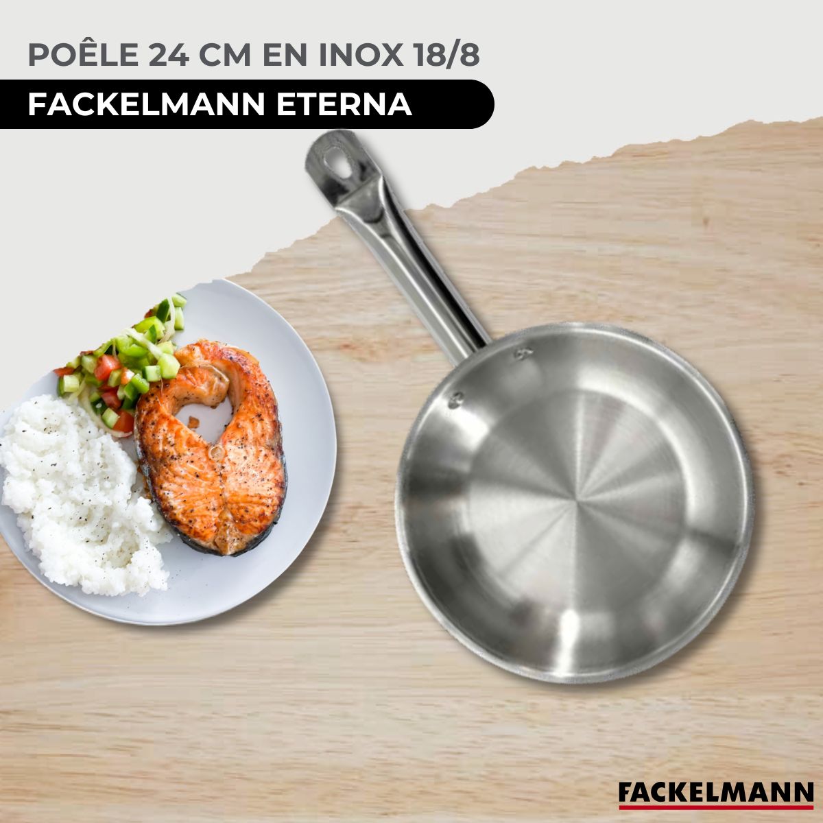 Set de 1 poêle 24 cm en inox et 6 ustensiles  Eterna Fackelmann - Mathon - 2