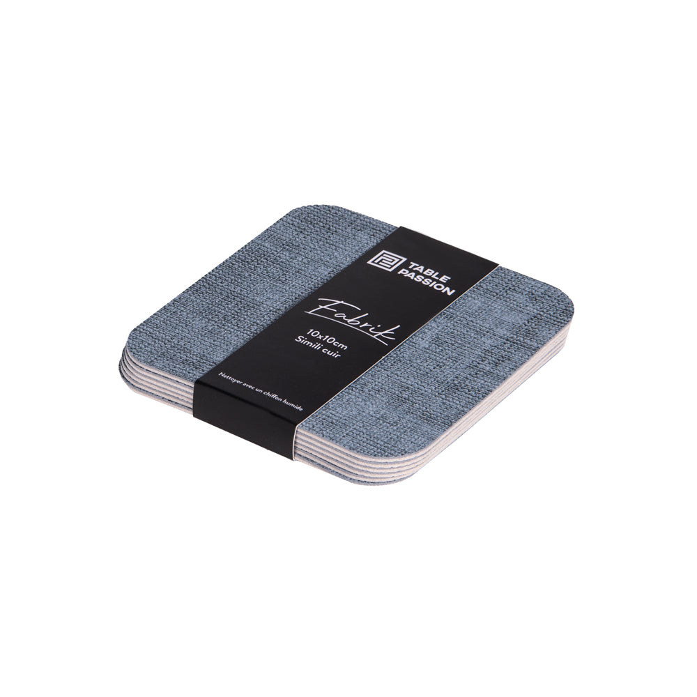 Set de 6 dessous de verre carré gris bleu Table passion - Mathon - 2