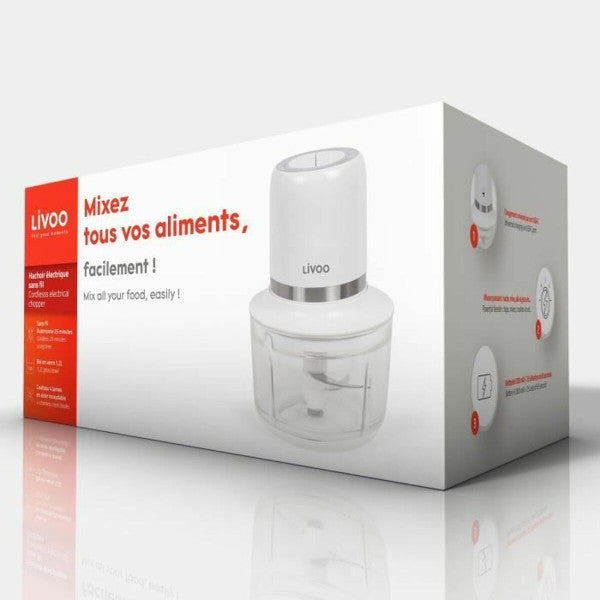 Hachoir Livoo Chopper Blanc Acier 200 W 1,2 L Livoo - Mathon - 3