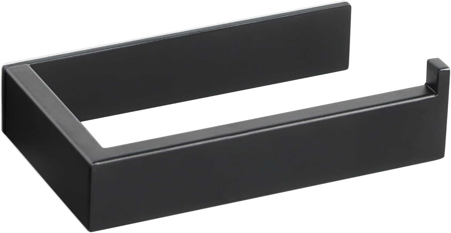 Porte-papier toilette acier noir mat droit autocollant Vendos85 - Mathon