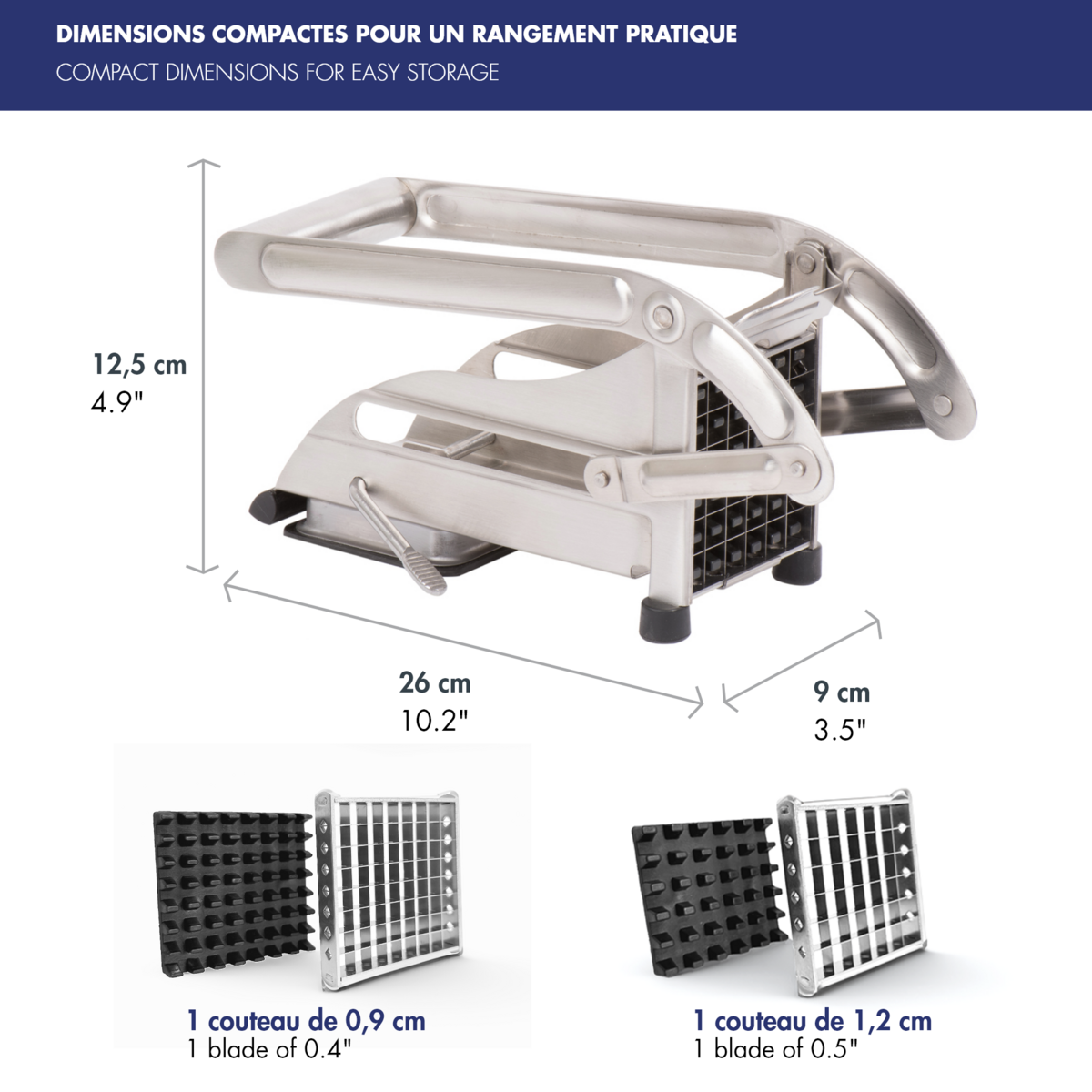 Coupe-frites ménager inox sur ventouse - 2 couteaux Louis Tellier - Mathon - 5