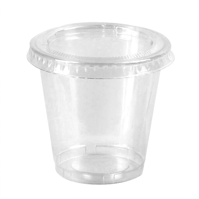 100Pcs - Pot à dessert transparent en plastique PET  H35mm 80ml FirstPack - Mathon