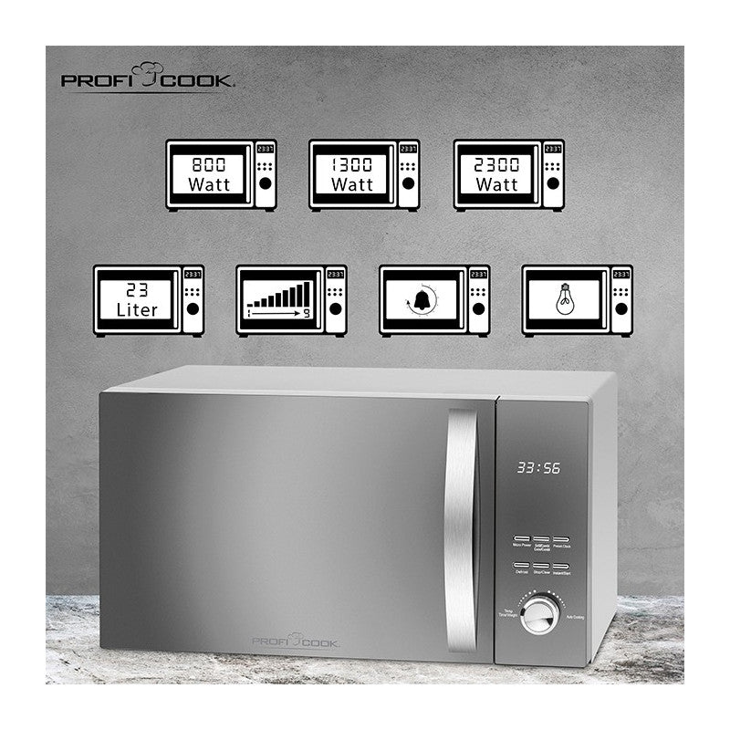 Micro-ondes avec gril et convection 3en1 23L 2300W Proficook PC-MWG 1176H Silver Proficook - Mathon - 4