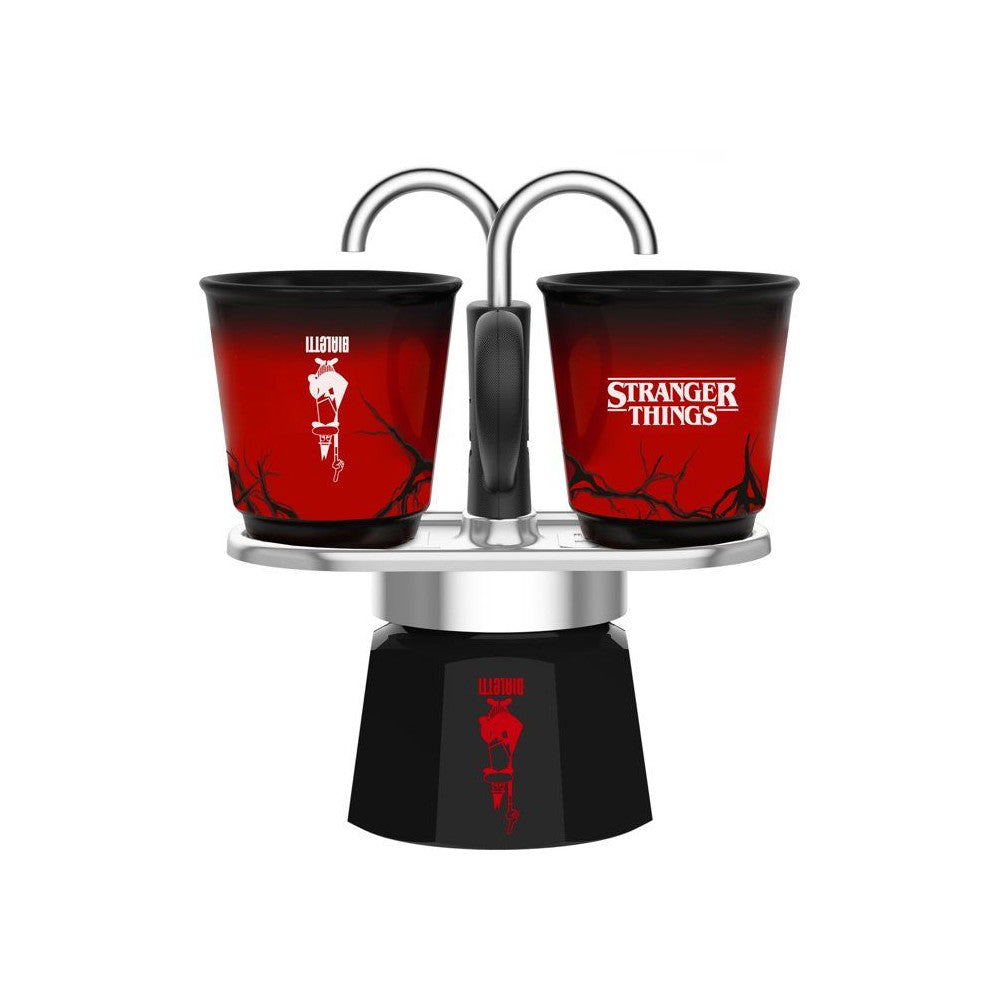 Cafetiere Italienne -   - Set Mini Express - Collection Stranger Things - Avec 2 Tasses Thermosensibles - Noir / Rouge Bialetti - Mathon - 2