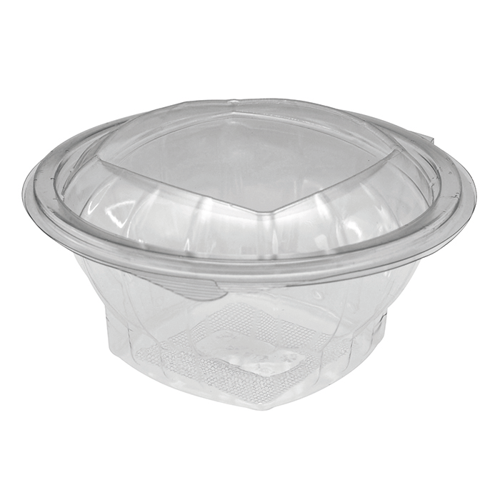 Saladier rond transparent PET avec couvercle attaché 375 ml Diam: 11,6 cm 11,6 x 5,4 cm - 50 unités FirstPack - Mathon