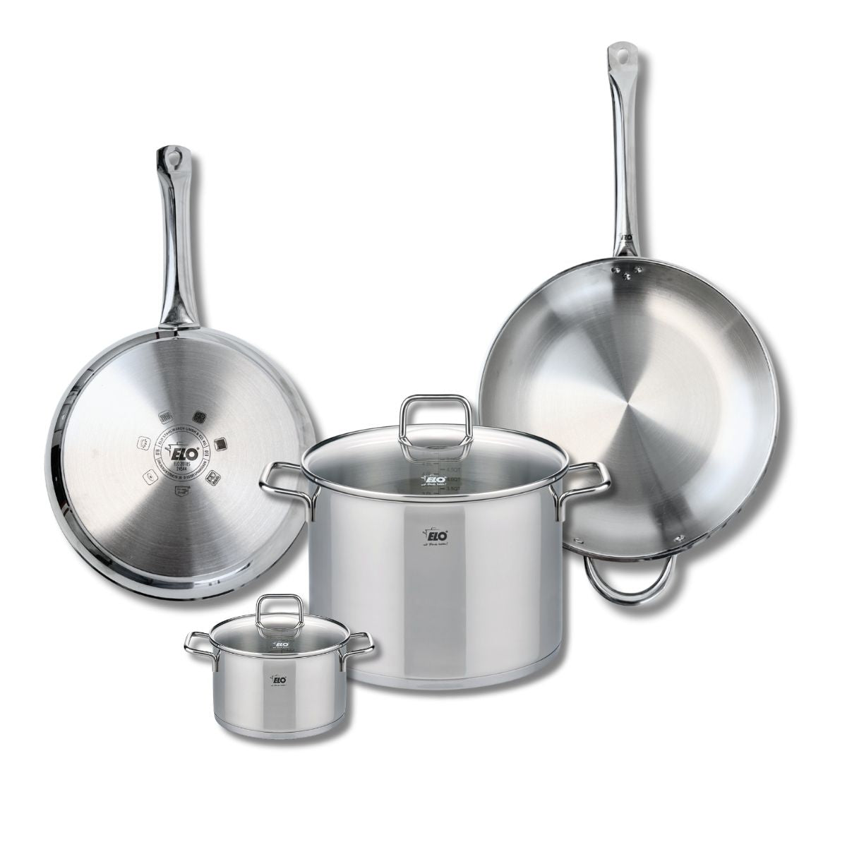 Ensemble de 2 Poêles de cuisson 28 et 32 cm et 2 faitouts 14 et 26 cm  Profi Citrin Elo - Mathon - 1