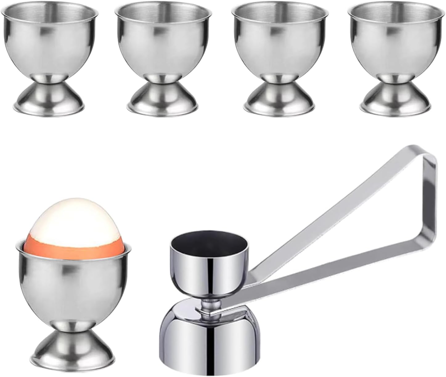 Ensemble 5 coquetiers et 1 ouvre-œuf en acier inoxydable Vendos85 - Mathon