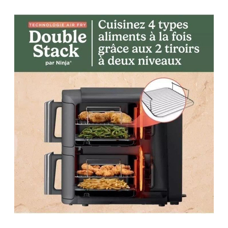 Friteuse Sans Huile Ninja Foodi - Double Stack Sl400eu - 9,5 L - 2 Tiroirs De Cuisson Indépendant - 6 Modes De Cuisson - 2470w Ninja - Mathon - 4