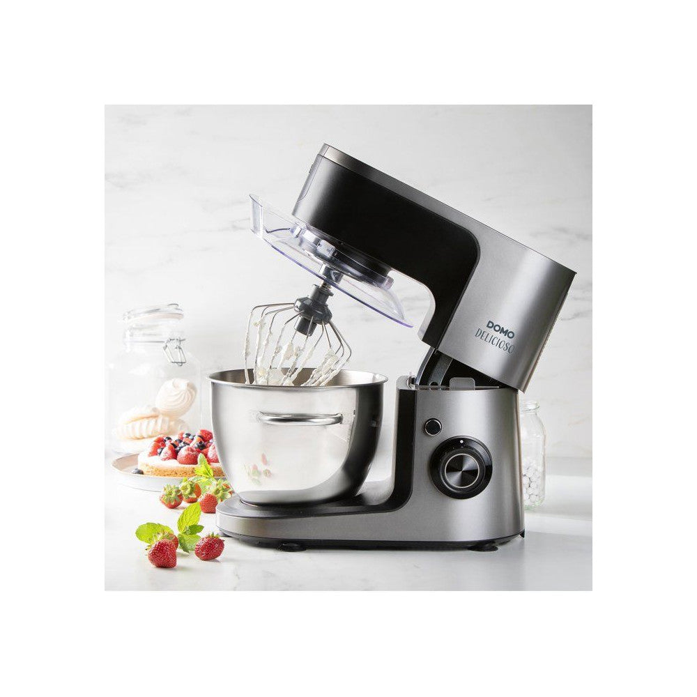 Robot Pâtissier Multifonction - Domo - 1200 W - 4,5 L - 8 Vitesses + Pulse - Gris / Noir Domo - Mathon - 2