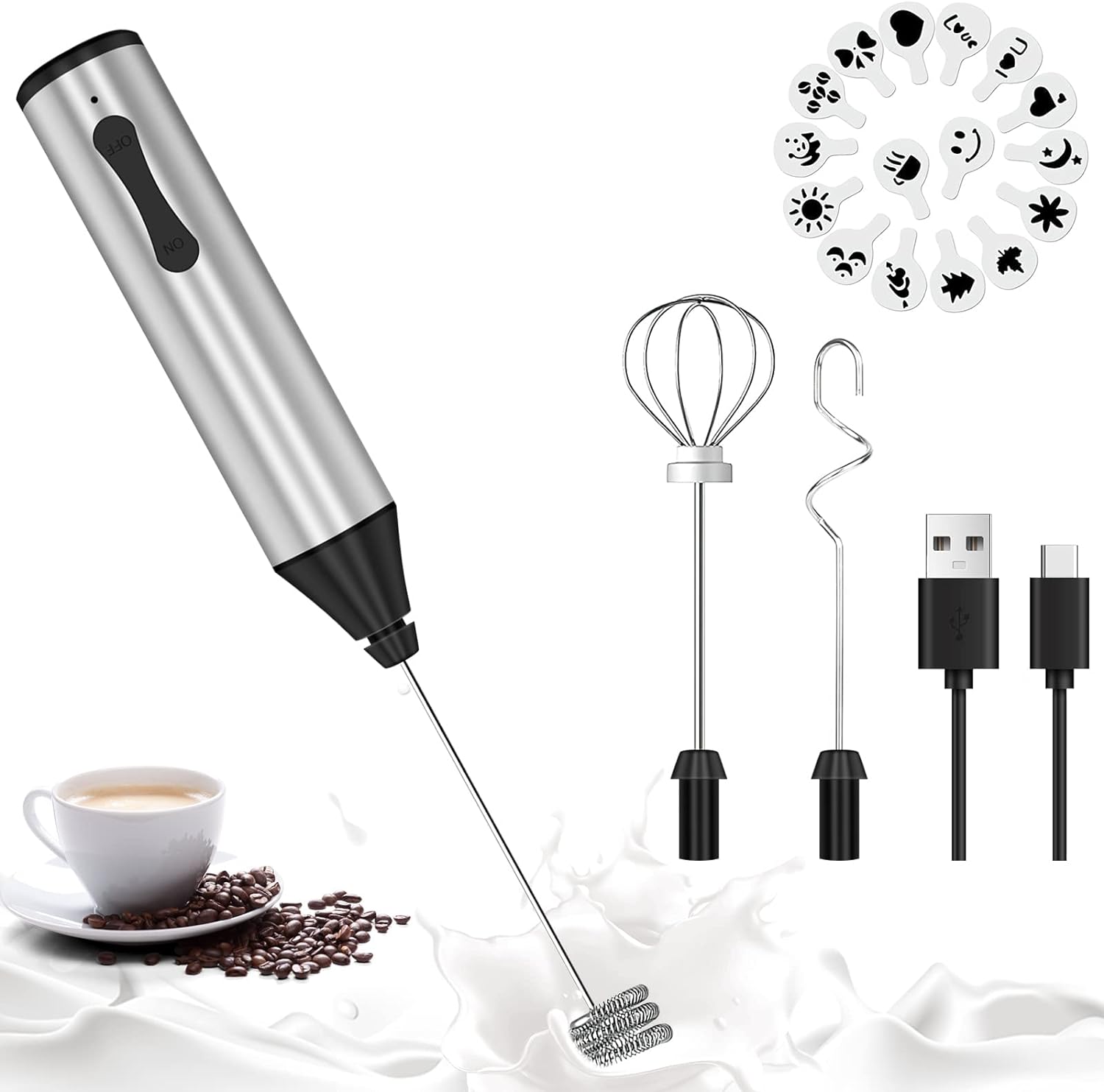 Mousseur à Lait Électrique 3 en 1 gris noir Vendos85 - Mathon