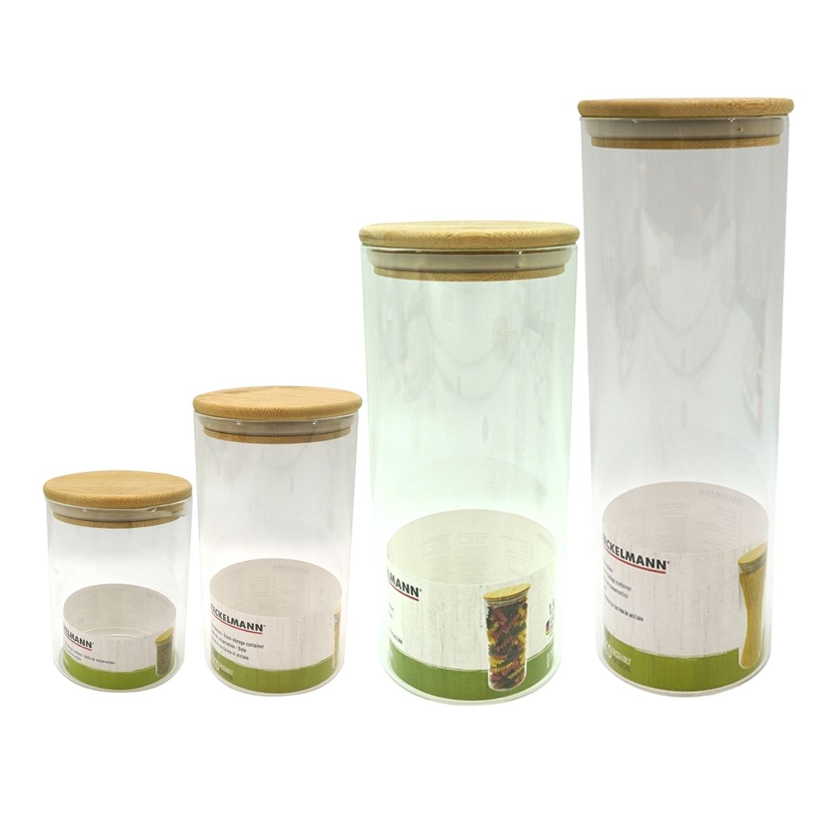 Set de 4 boîtes de conservation en verre avec couvercle en Bambou  Nature Fackelmann - Mathon - 5