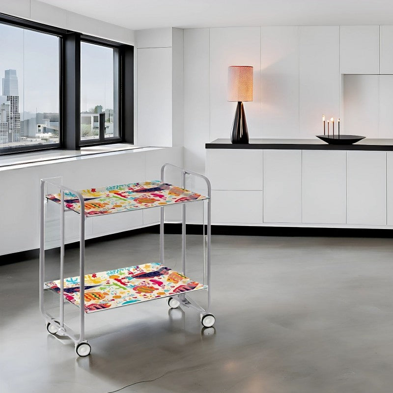 Desserte pliante 2 niveaux avec roulettes – structure gris aluminium, bauhaus Don Hierro - Mathon - 3