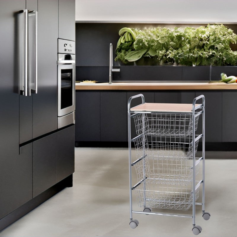 Desserte de cuisine, 4 paniers de grande capacité, beech Don Hierro - Mathon - 2