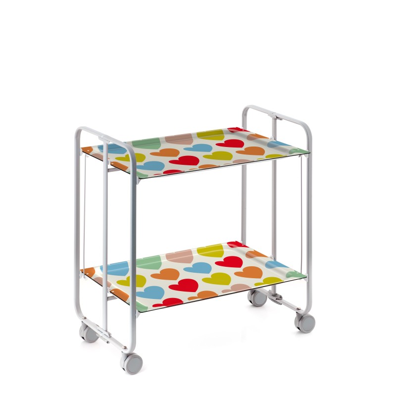 Desserte pliante 2 niveaux avec roulettes – structure gris aluminium, bauhaus Don Hierro - Mathon - 1