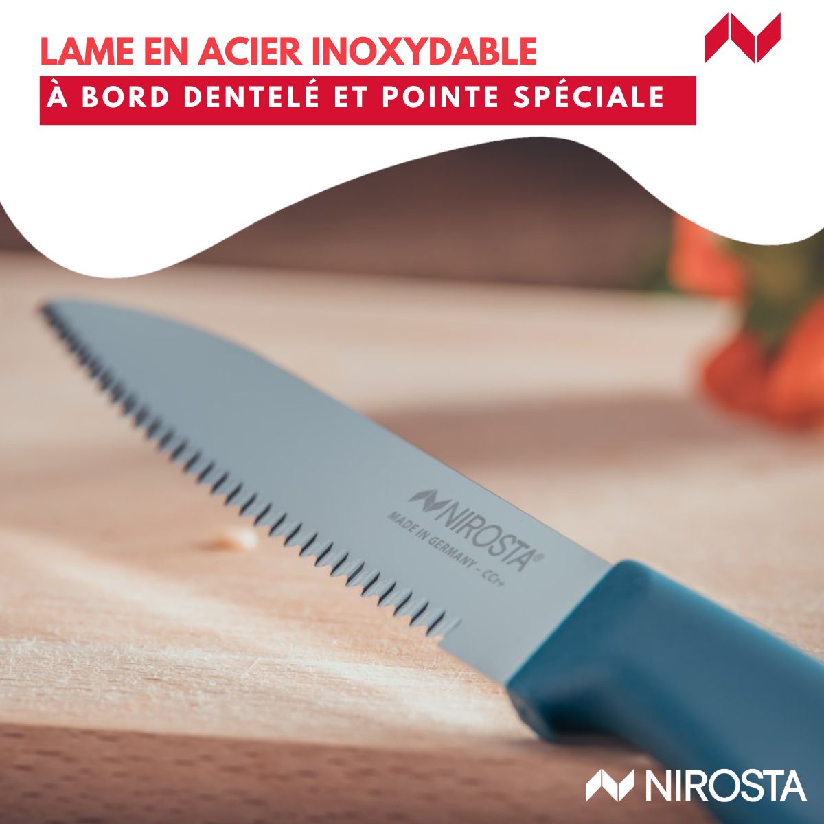 Couteau de cuisine lame crantée 21,5 cm  Elemental Nirosta - Mathon - 5