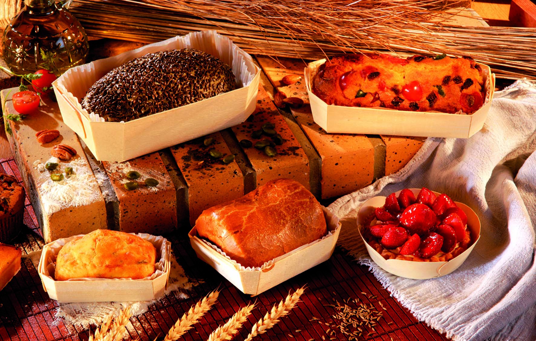 30Pcs - Moule de cuisson bois "Lovely" avec caissette papier  100x70x37mm 120ml FirstPack - Mathon - 2