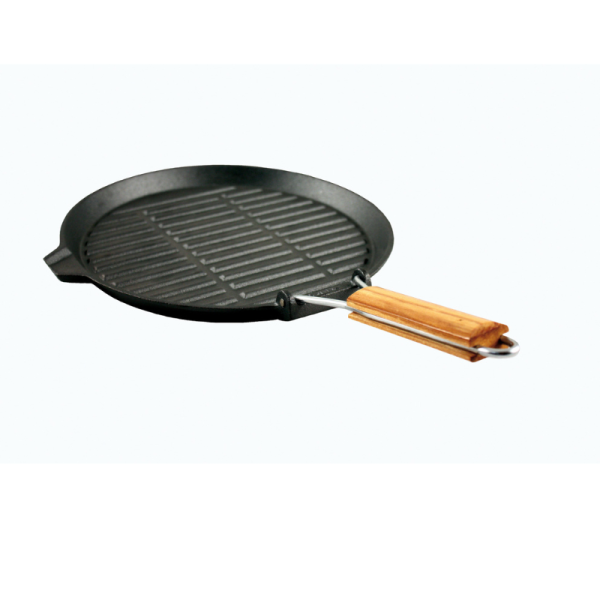 Grill rond fonte 25,5 cm - manche rétractable * Baumalu - Mathon