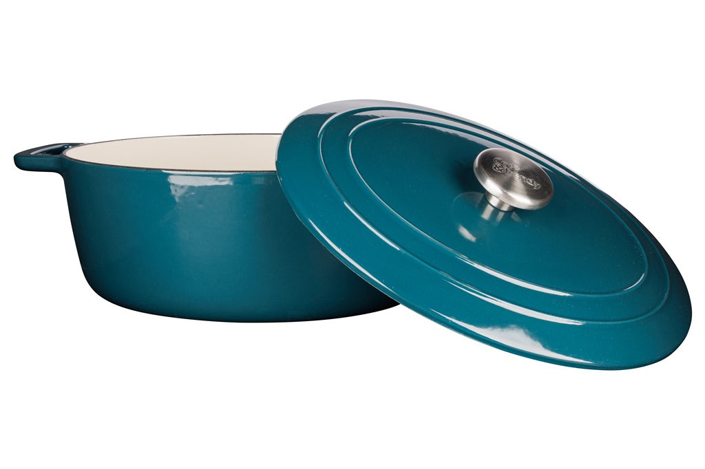 Cocotte ovale en Fonte émaillée, FONTESTIC, Bleu Canard, 31x24 cm Cosy & Trendy - Mathon - 2