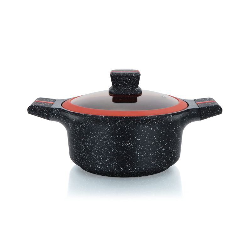 Cocotte avec revêtement en Granit avec couvercle en verre 20cm Herzberg HGRSCAS20 Herzberg - Mathon - 1