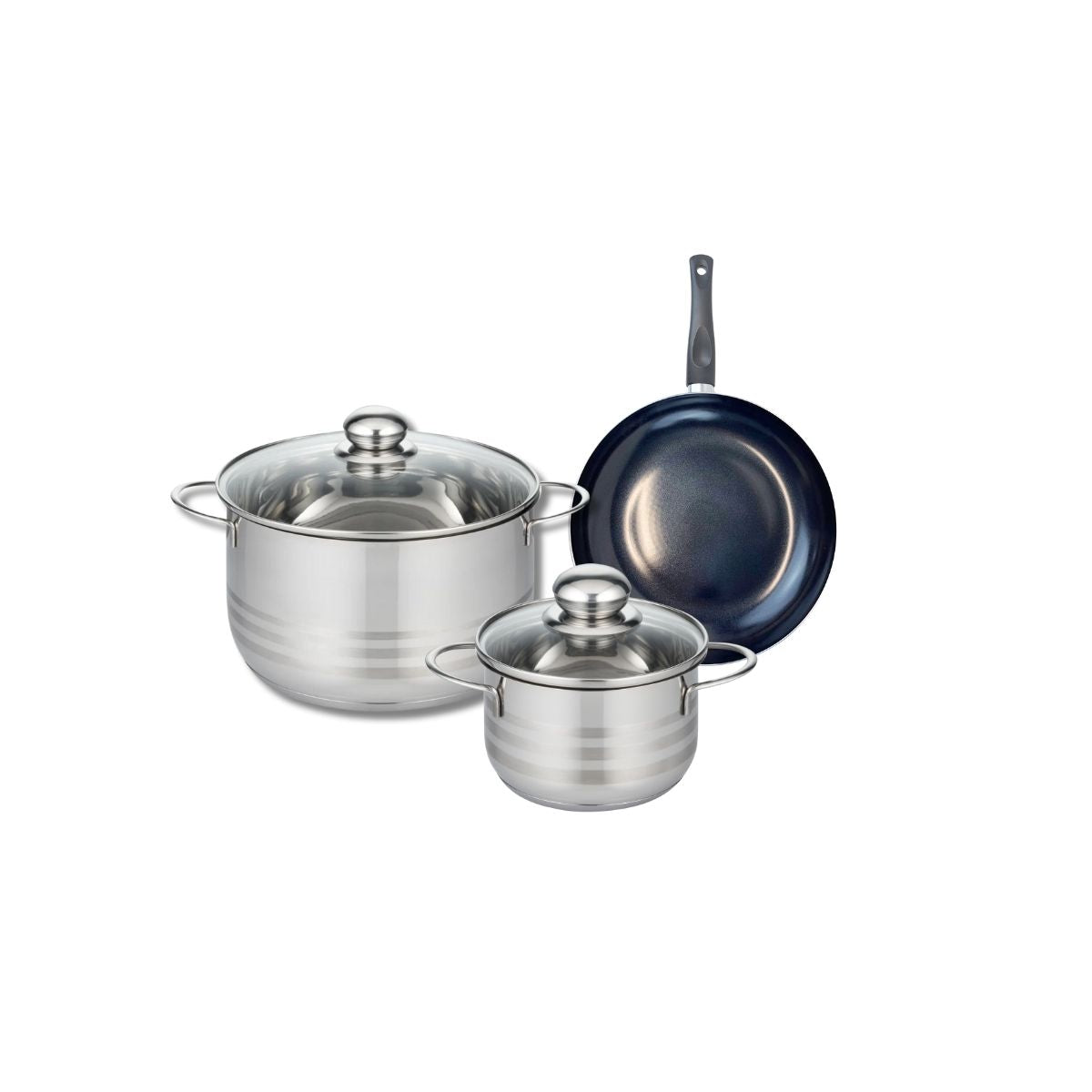 Ensemble de 1 Poêle de cuisson 20 cm et 2 faitouts 16 et 24 cm  Prima Brillant Elo - Mathon - 1