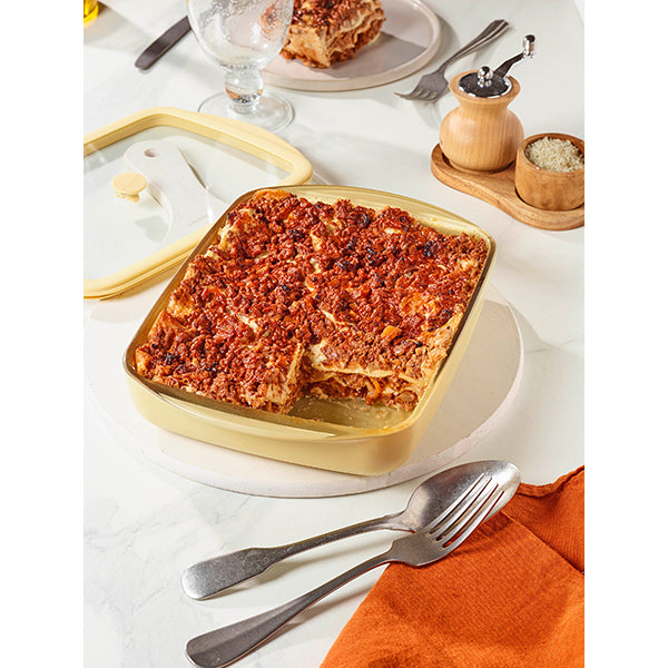 Plat à four rectangulaire en verre borosilicate avec couvercle Crème 1,6 L Pebbly - Mathon - 5