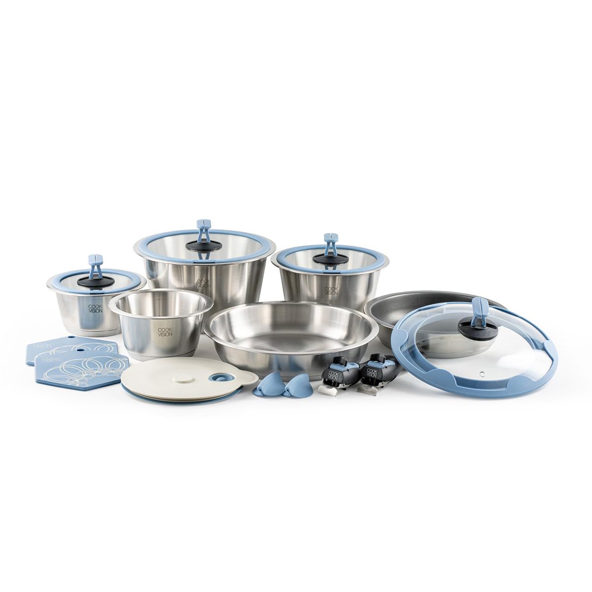 Set de 17 pièces avec couvercle bleu, pack famille Cookvision - Mathon - 1