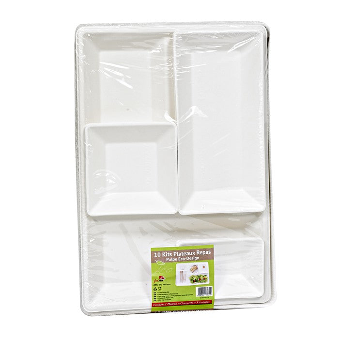 10Pcs - Plateau repas pulpe 5 pièces   410x280x50mm FirstPack - Mathon - 1