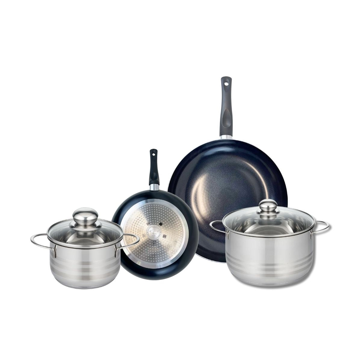 Ensemble de 2 Poêles de cuisson 20 et 28 cm et 2 faitouts 16 et 20 cm  Prima Brillant Elo - Mathon - 1
