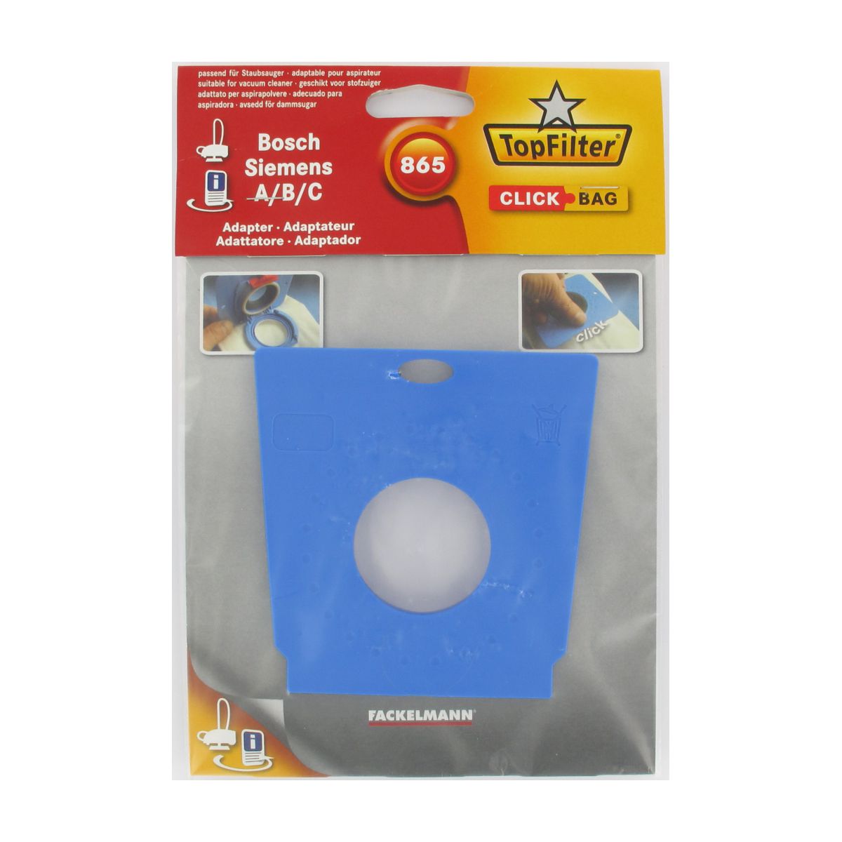Boite de 4 sacs aspirateurs universels Top Filter avec Adaptateur Click Bag pour aspirateurs Siemens et Bosch 840 TopFilter - Mathon - 2