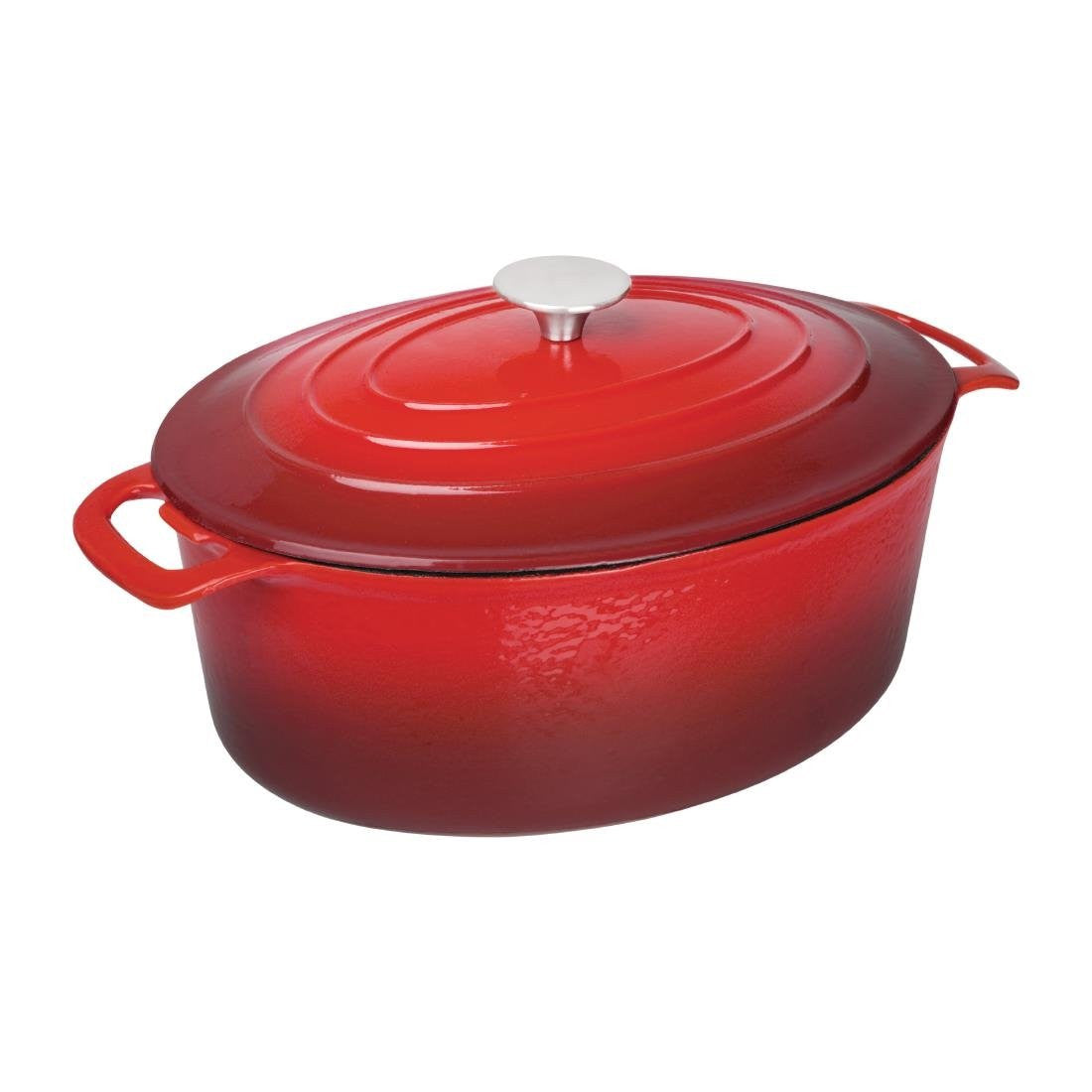 Grande cocotte ovale rouge en fonte  6 L Vogue - Mathon - 1
