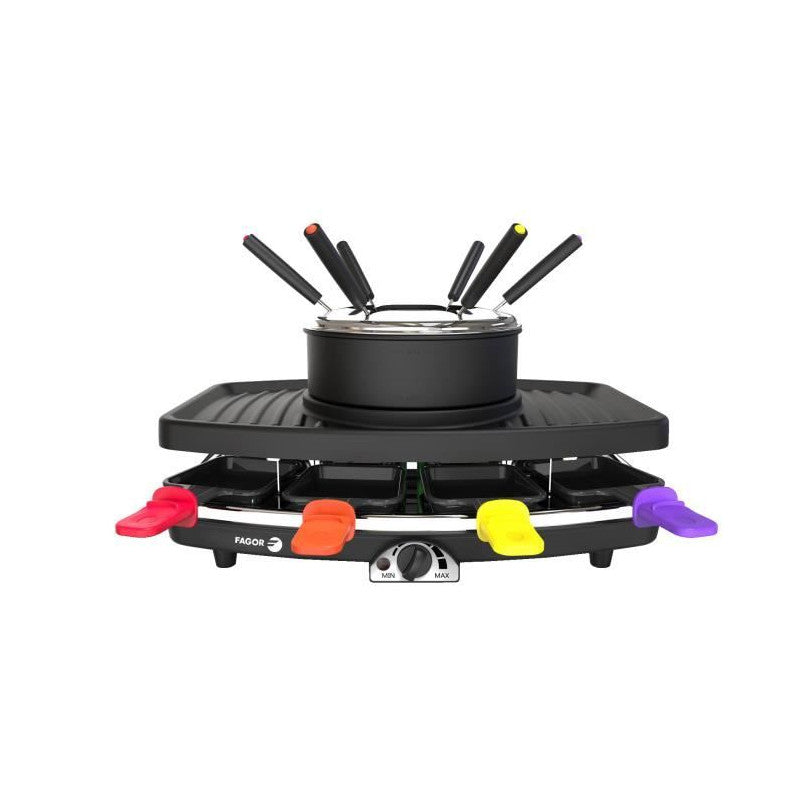 Appareil 3 En 1 -   - Fg816 - 1100w - 8 Poelons - 6 Pics A Fondue - Thermostat Réglable Fagor - Mathon - 1