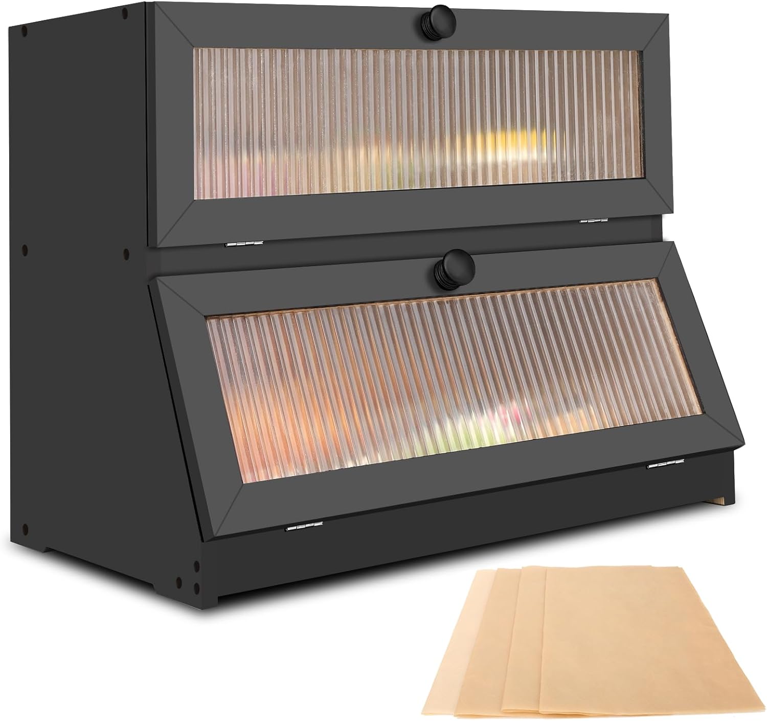 Boite a Pain Bois 2 Niveaux noir Vendos85 - Mathon