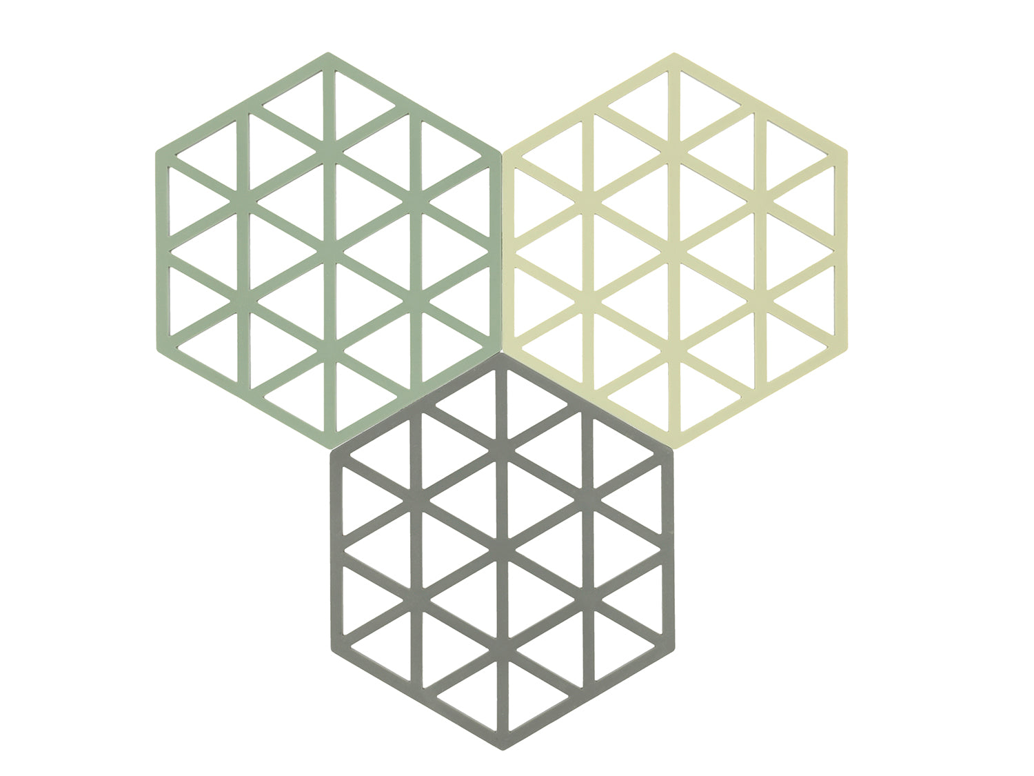 Set de 3 dessous-de-plat TRIANGLE en silicone Romarin/Matcha/Olive Taupe Zone Denmark - Mathon - 1