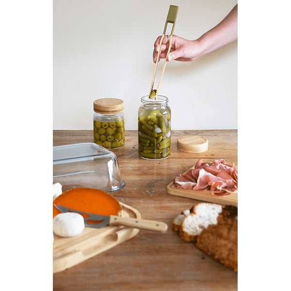 Plateau à fromage en bambou avec couvercle en verre Pebbly - Mathon - 4