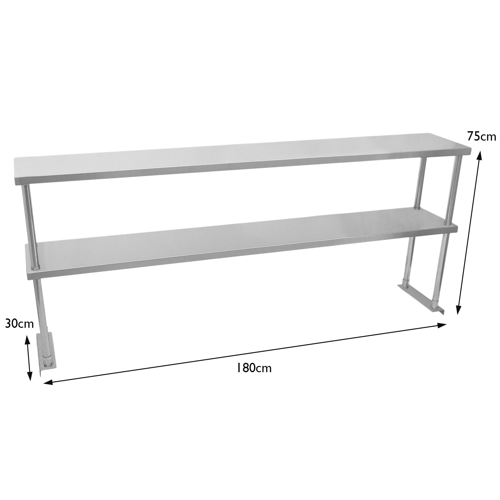 Table de Travail Préparation Cuisine 1800mm & Étagère d