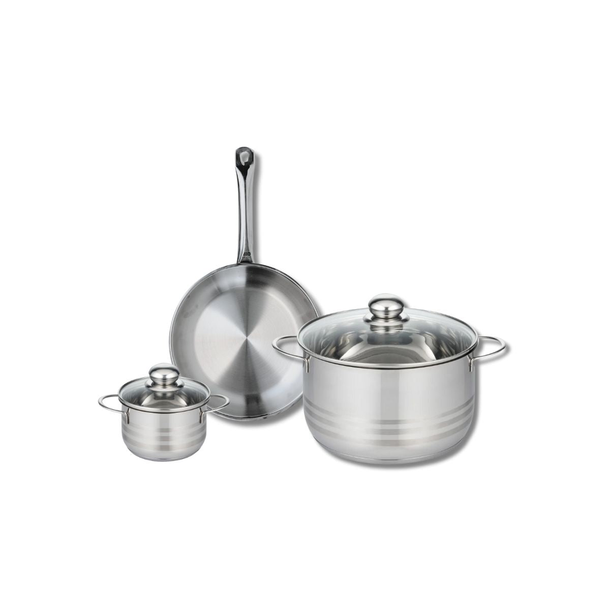 Ensemble de 1 Poêle de cuisson 24 cm et 2 faitouts 12 et 24 cm  Profi Brillant Elo - Mathon - 1