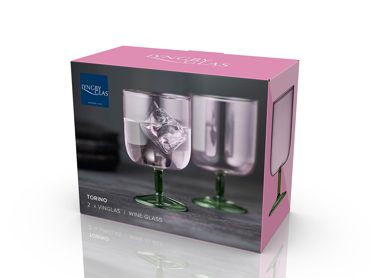 Set de 2 verres à vin TORINO Rose/Vert Lyngby Glas - Mathon - 5